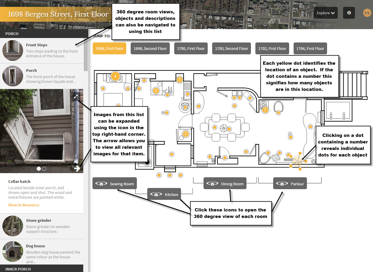 Screenshot of floorplan view showing navigation and viewing options.